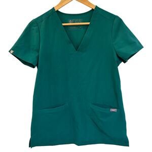 Green Figs Scrub Top Sz XS Two Pocket Scrub Top